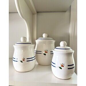 Vtg Floral Canister Set Set of 3 Ceramic Canisters Granny/Cottage Core 80s 90s